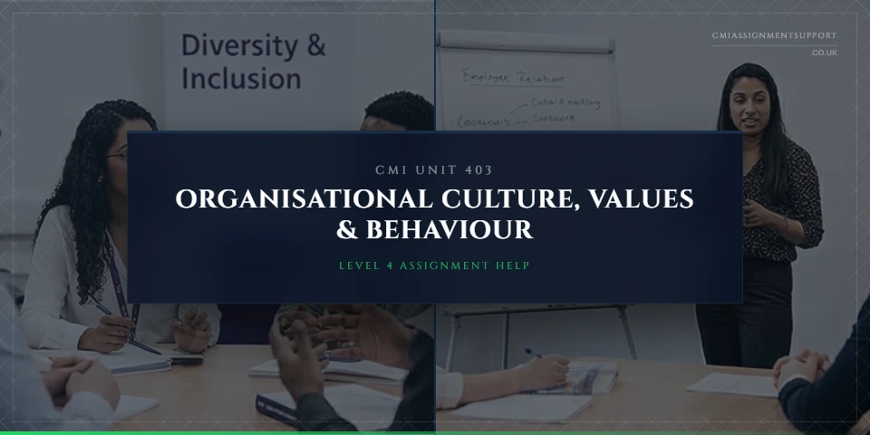 CMI 403 Assignment Help: Organisational Culture, Values and Behaviour